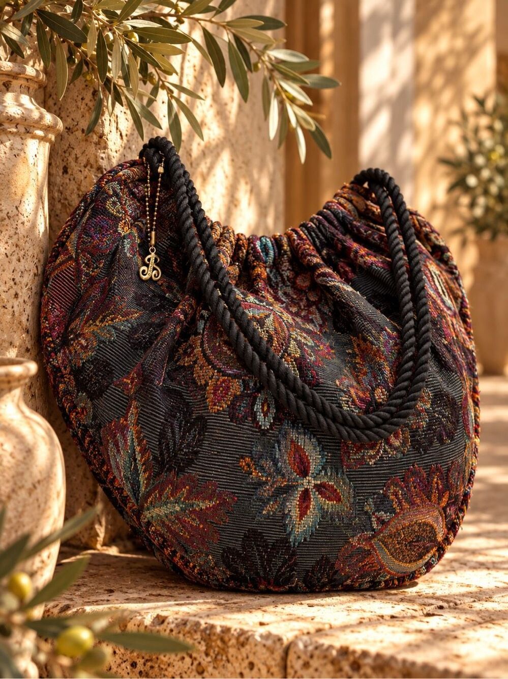 Vintage Jean Betancourt New York Tapestry Hobo Bag Boho Slouchy Shoulder Bag